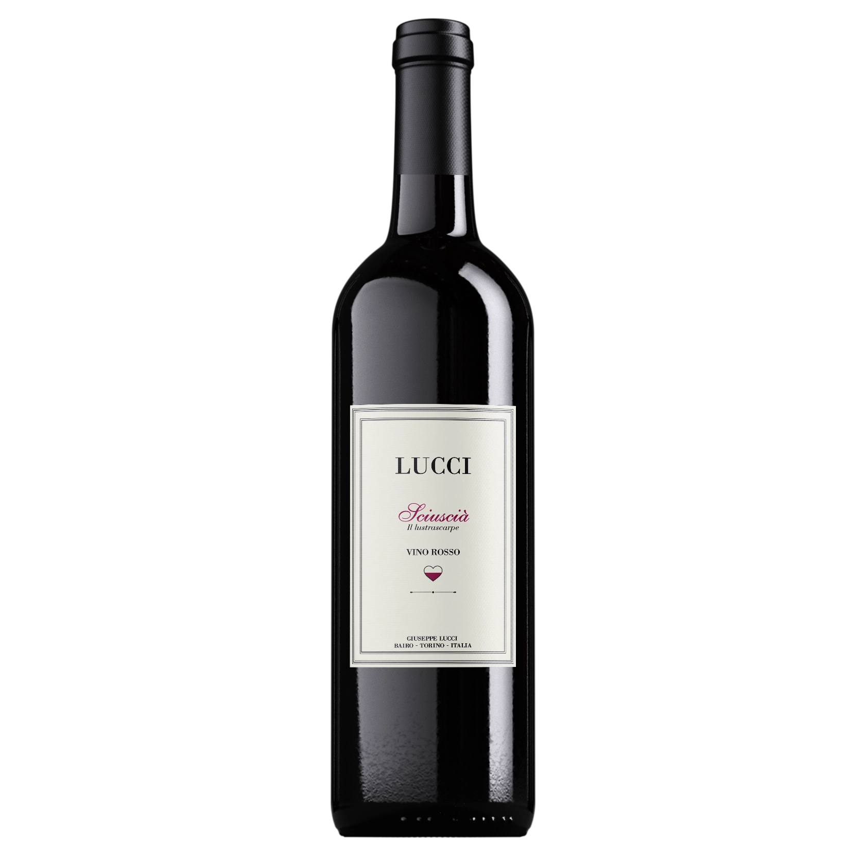 Bottiglia di vino rosso, Vigna Lucci, Sciuscia